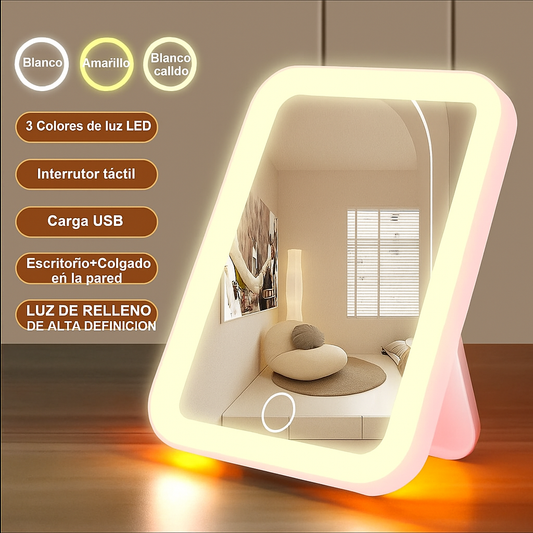 Espejo de tocador LED de 3 colores | Pantalla táctil| USB