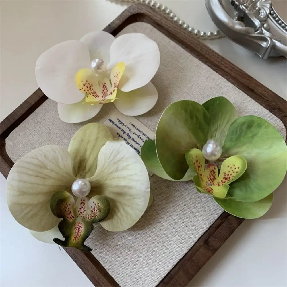 Pinza / horquilla para el cabello con flor de orquídea