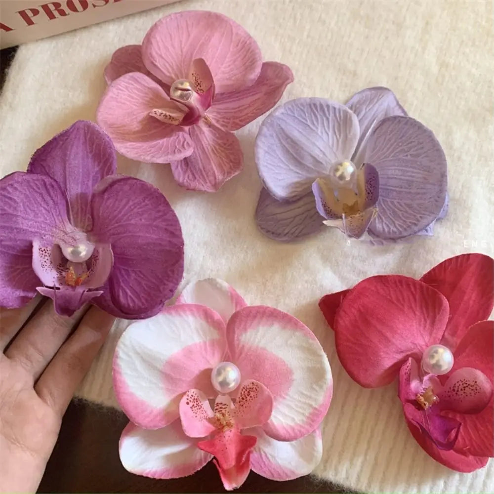 Pinza / horquilla para el cabello con flor de orquídea
