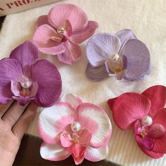 Pinza / horquilla para el cabello con flor de orquídea