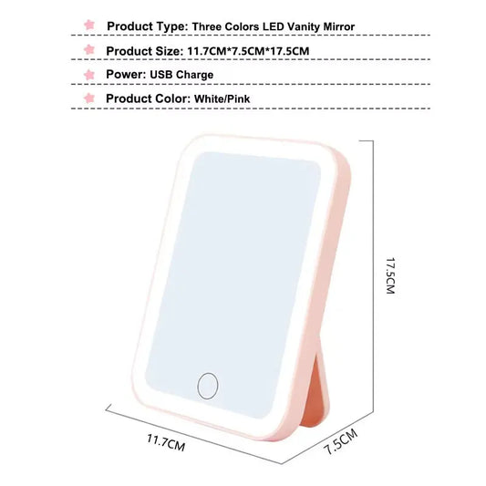 Espejo de tocador LED de 3 colores | Pantalla táctil| USB