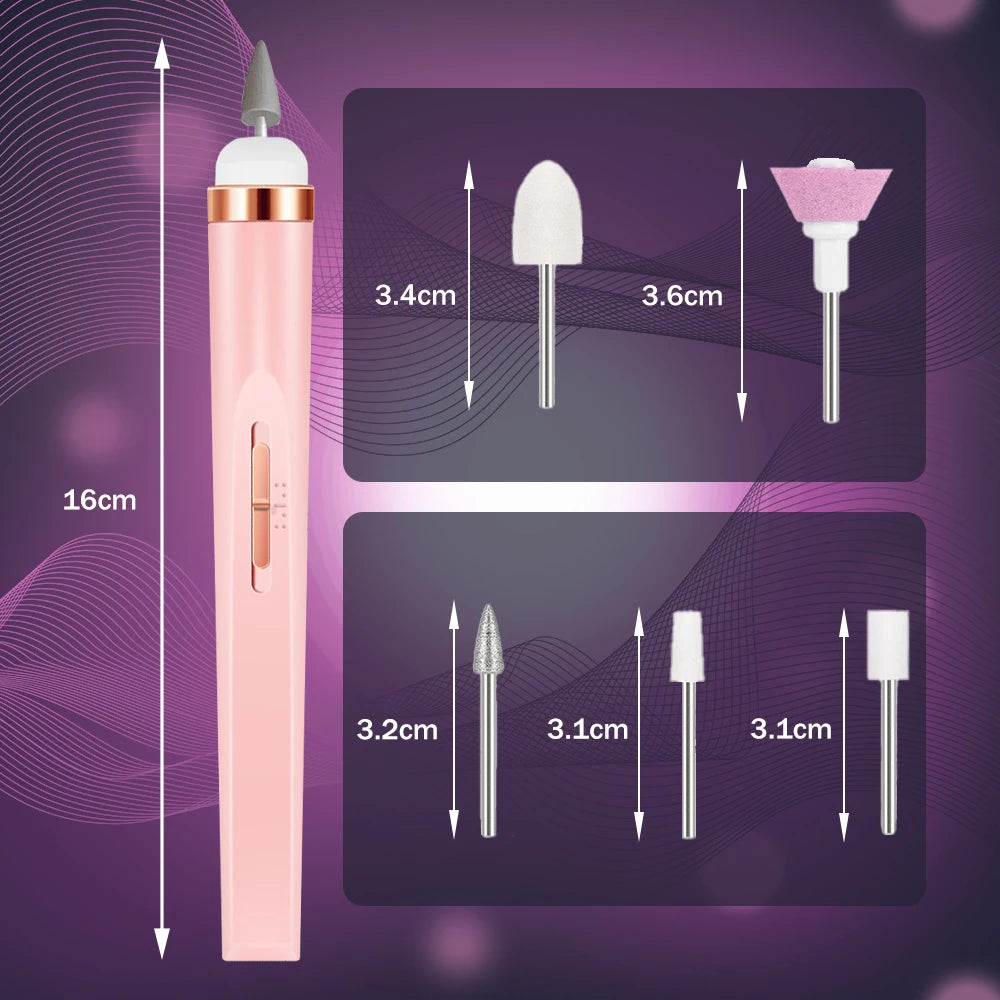 Lima Eléctrica Portatil para Manicura| 5 en 1 | Carga USB
