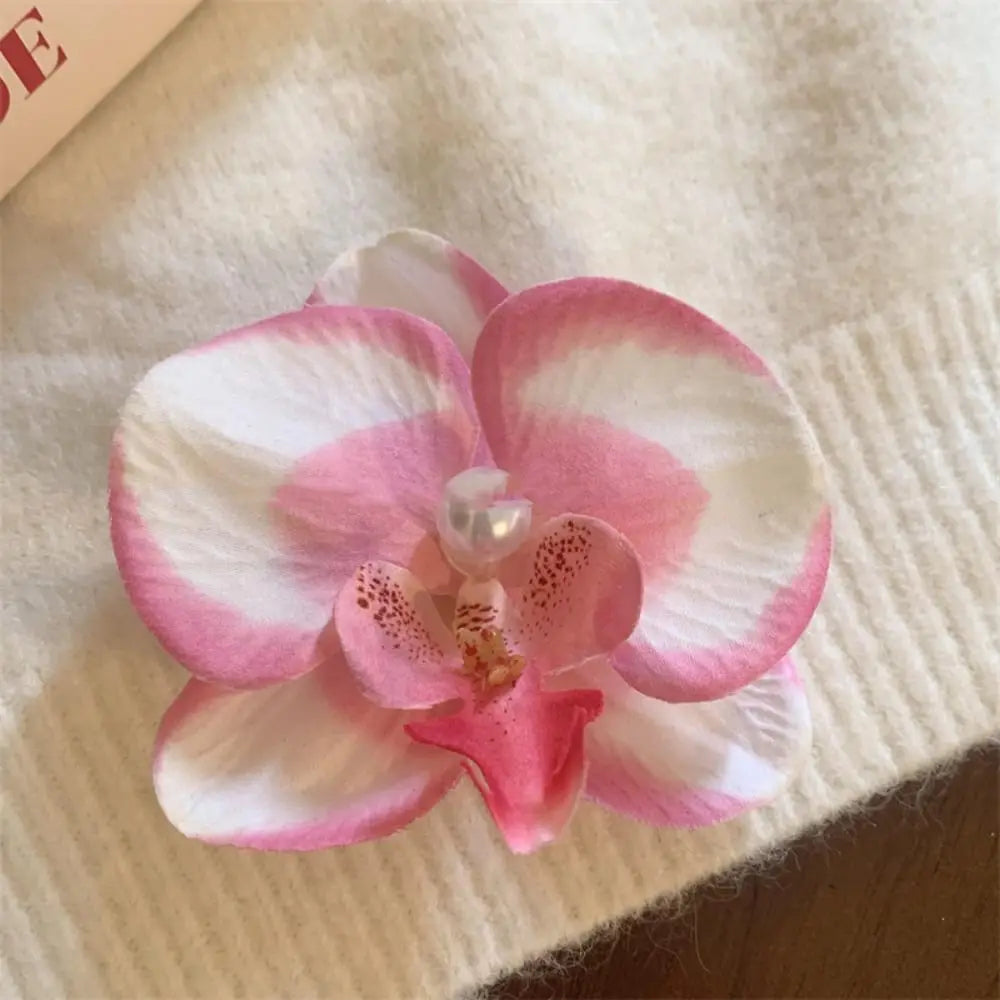 Pinza / horquilla para el cabello con flor de orquídea