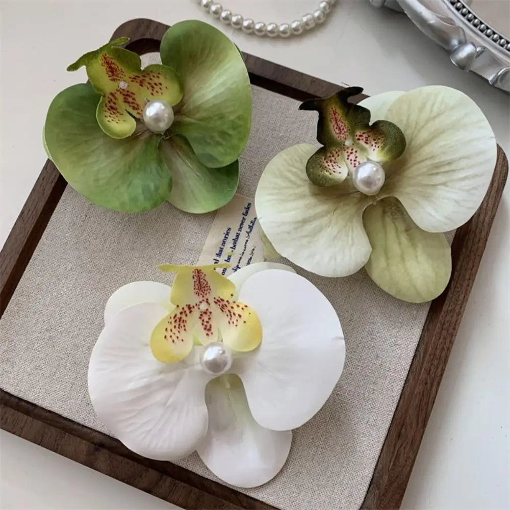 Pinza / horquilla para el cabello con flor de orquídea