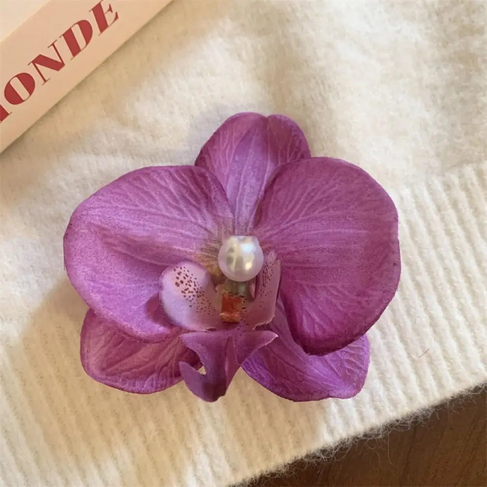 Pinza / horquilla para el cabello con flor de orquídea