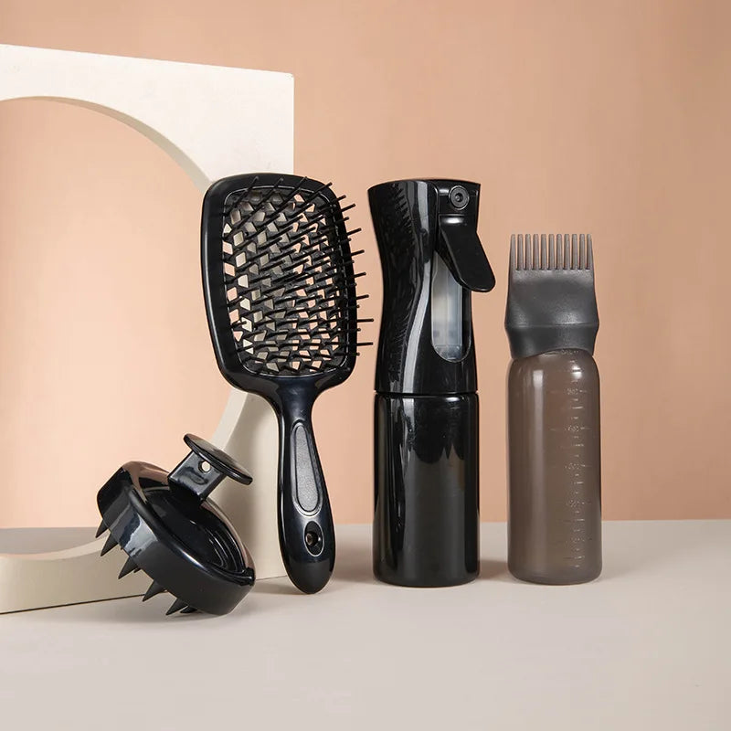 Botella Dispensadoras para el Cabello| Masajeador de Raíz y Cepillo de Pelo, Set 4 pzs