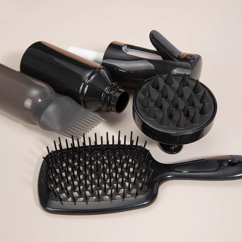 Botella Dispensadoras para el Cabello| Masajeador de Raíz y Cepillo de Pelo, Set 4 pzs
