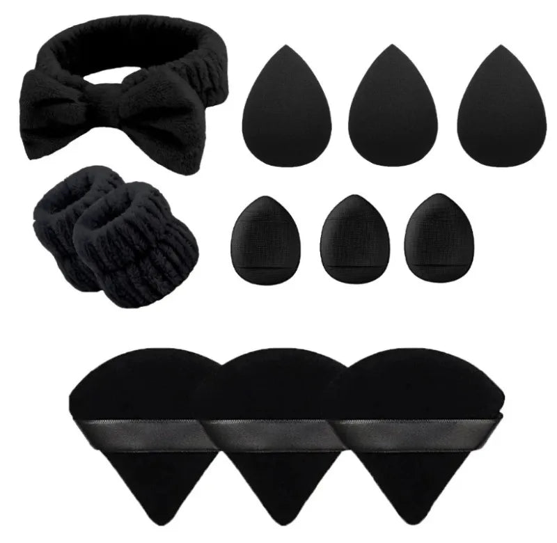 Set 12 Uds Esponjas de Maquillaje + Diadema y Pulsera | Beauty Blender para Base, Polvo y Spa