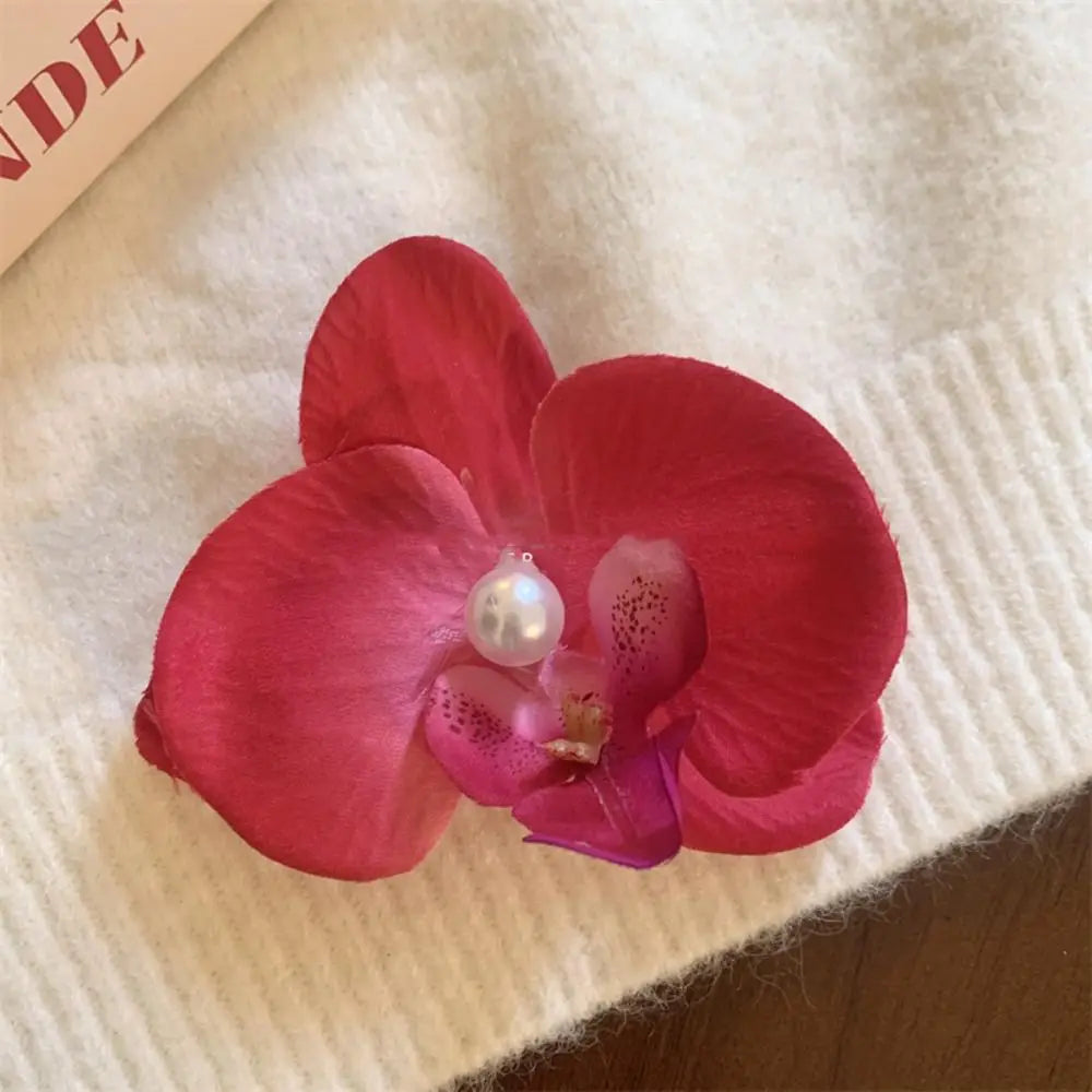 Pinza / horquilla para el cabello con flor de orquídea