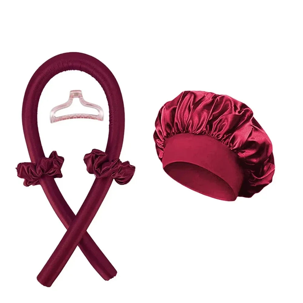 Kit Rizadora de Pelo sin Calor + Gorro de Noche | Rulos Suaves incluye Pinche y Colet, Peinado Fácil